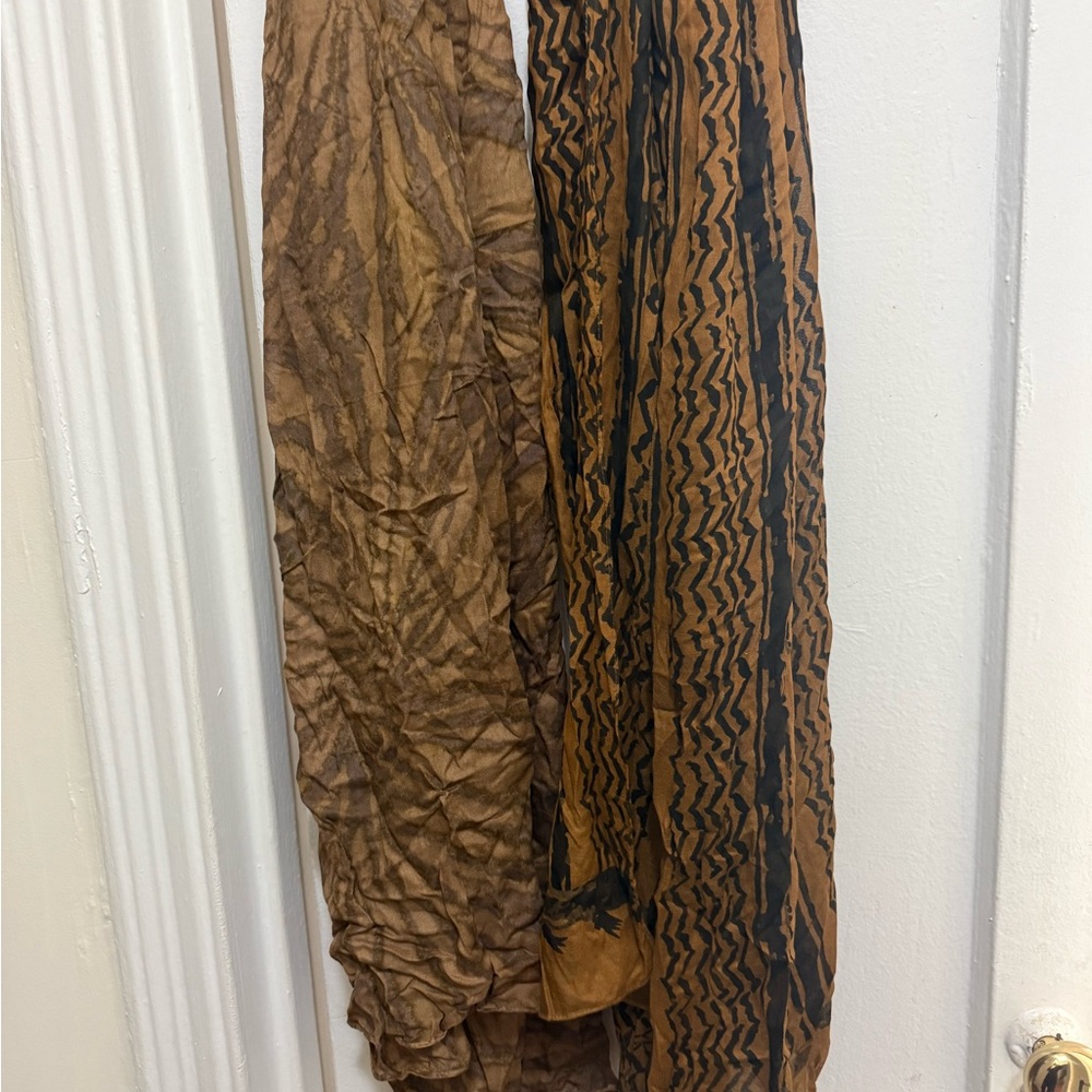 Brown and Black Patterned Scarf - Picture 2 of 3